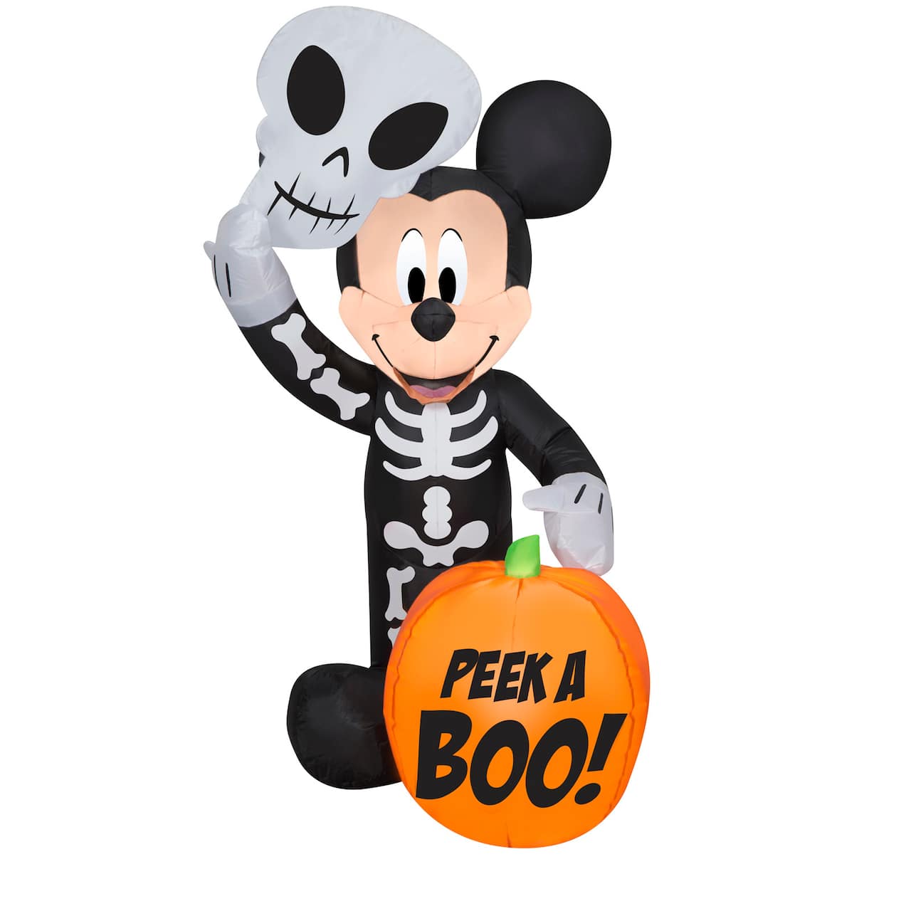 4ft. Airblown® Halloween Inflatable Mickey Mouse in Skeleton Costume with Pumpkin